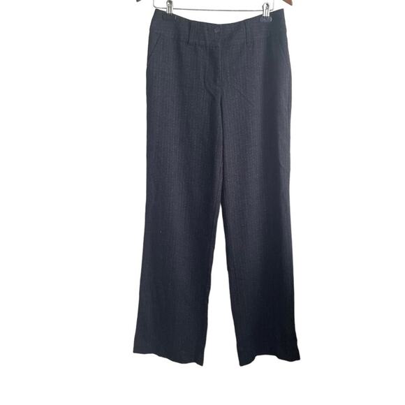 Chicos Women Pants 8 Smokey‎ Gray Straight Leg Pin Stripe Dot Classic Officewear - Picture 1 of 11
